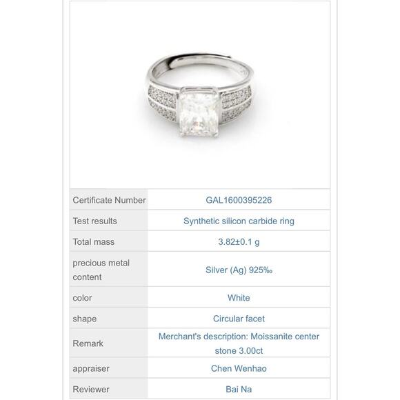 3.25 Carat (ctw) Lab-Created Three-Stone Moissanite  Exquisite Moissanite 925 SterlingSilver Engagement Ring AdjustableSize 3.00 CTW